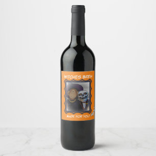 Aap-Witch Halloween Wijnlabel Wijn Etiket