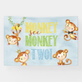 Aap Zie aap twee jongen verjaardag banner / achter (Horizontaal)