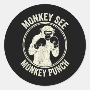 Aap ziet aap stomp vintage boksen gorilla ronde sticker