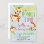 Aap ziet aap twee meisje verjaardagsuitnodiging. kaart (Voorkant / Achterkant)