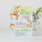 Aap ziet aap twee meisje verjaardagsuitnodiging. kaart (Staand voorkant)