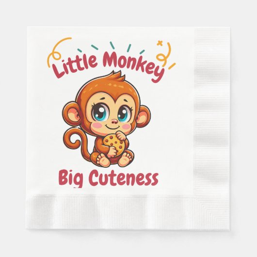 Aapje chimpansee eet koekjes cartoon servet (Voorkant)
