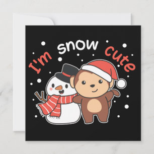 Aapje Ik Hou Sneeuw Veel Sneeuwman Grappige Uitnod Kaart