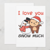 Aapje Ik Hou Van Je Sneeuw Veel Sneeuwman Woordspe Feestdagenkaart (Voorkant / Achterkant)