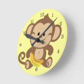 Aapje met banaan ronde klok (Hoek)