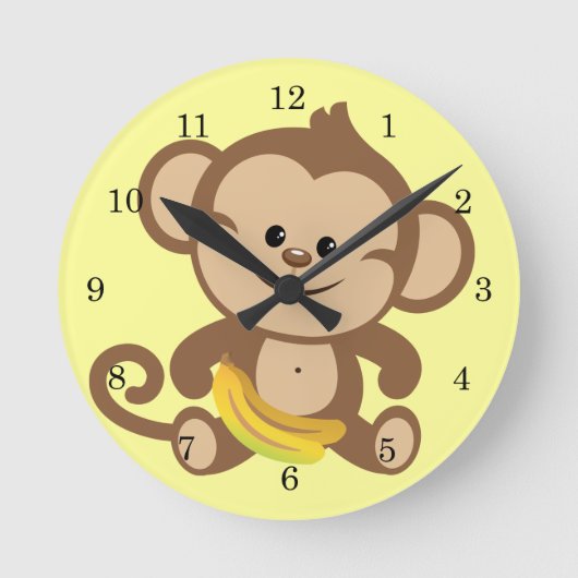 Aapje met banaan ronde klok (Voorkant)
