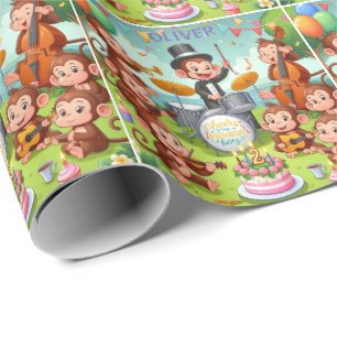 aapjes orkest 2 jaar verjaardag jongen Baby Cadeaupapier