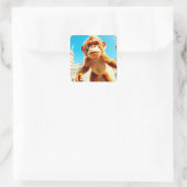Aapontwerp Vierkante Sticker (Tas)