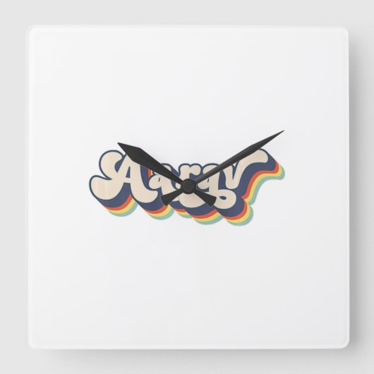 Aarav Naam Gepersonaliseerde Achternaam Voornaam A Vierkante Klok (Voorkant)