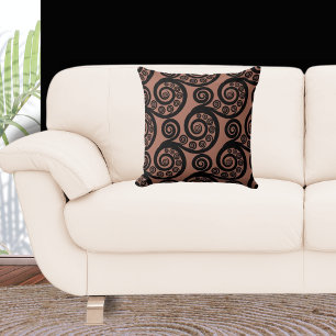 Aardachtig brons & zwart varenschijfje werveling kussen