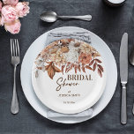 Aardachtig woestijn boho vrijgezellenfeest servies papieren bordje<br><div class="desc">Aardbruin woestijnbruin boho droogbloemen vrijgezellenfeest servies gepersonaliseerde papieren borden voor herfst thema functies.</div>
