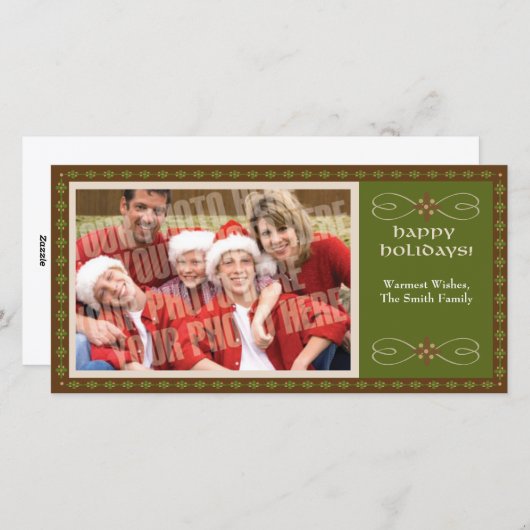 Aardachtige groen met enige foto feestdagenkaart (Voorkant / Achterkant)