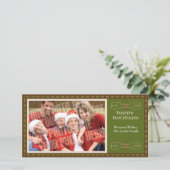 Aardachtige groen met enige foto feestdagenkaart (Staand voorkant)