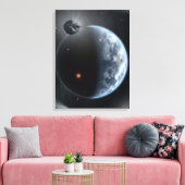 Aardachtige planeet met oceanen die zijn oppervlak canvas afdruk (Insitu (Woonkamer))