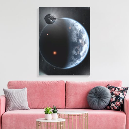 Aardachtige planeet met oceanen die zijn oppervlak canvas afdruk (Insitu (Woonkamer))