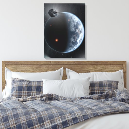 Aardachtige planeet met oceanen die zijn oppervlak canvas afdruk (Insitu (Slaapkamer))