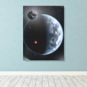 Aardachtige planeet met oceanen die zijn oppervlak canvas afdruk (Insitu (Houten vloer))