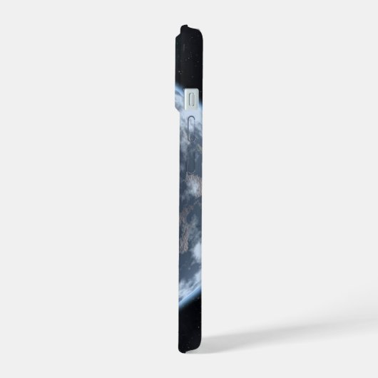 Aardachtige planeet met oceanen die zijn oppervlak iPhone 15 case (Linkerkant)