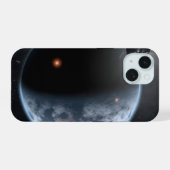 Aardachtige planeet met oceanen die zijn oppervlak iPhone 15 case (Achterkant horizontaal)