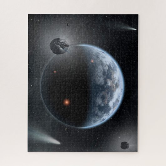 Aardachtige planeet met oceanen die zijn oppervlak legpuzzel (Verticaal)