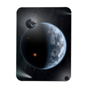 Aardachtige planeet met oceanen die zijn oppervlak magneet