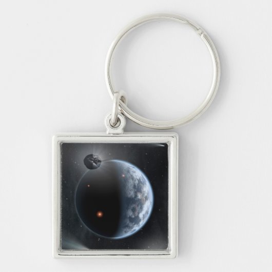 Aardachtige planeet met oceanen die zijn oppervlak sleutelhanger (Voorkant)