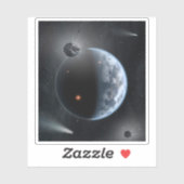 Aardachtige planeet met oceanen die zijn oppervlak sticker (Vel)