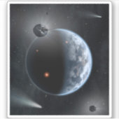 Aardachtige planeet met oceanen die zijn oppervlak sticker (Voorkant)