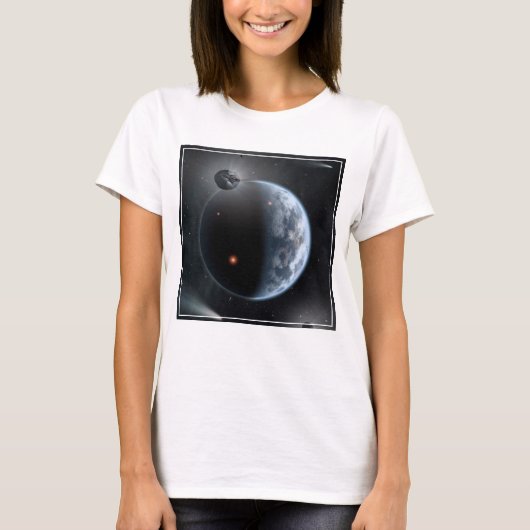 Aardachtige planeet met oceanen die zijn oppervlak t-shirt (Voorkant)