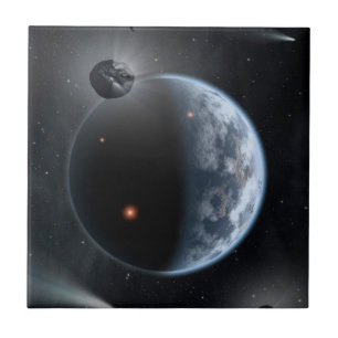 Aardachtige planeet met oceanen die zijn oppervlak tegeltje