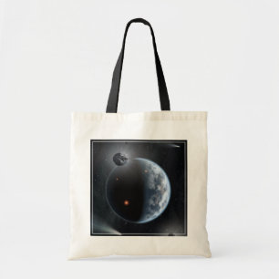 Aardachtige planeet met oceanen die zijn oppervlak tote bag