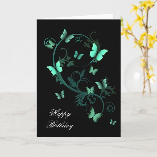 Aardachtige Vlinders Kaart (Gele Bloem)