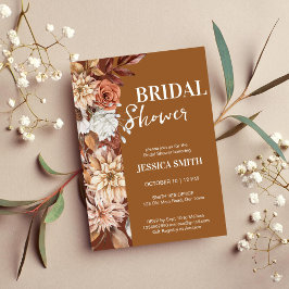 Aardachtige woestijnbruine boho bloem herfst vrijg kaart