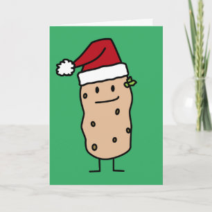 Aardappel Aardappelen dragen Kerstmis Santa Hat Ha Feestdagen Kaart