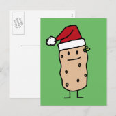 Aardappel Aardappelen dragen Kerstmis Santa Hat Ha Feestdagenkaart (Voorkant / Achterkant)