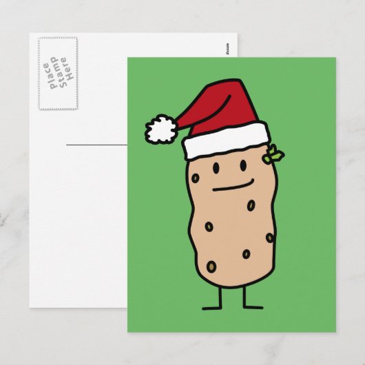 Aardappel Aardappelen dragen Kerstmis Santa Hat Ha Feestdagenkaart (Voorkant / Achterkant)