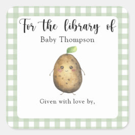 Aardappel Baby Shower-boekplaat - voor de biblioth Vierkante Sticker