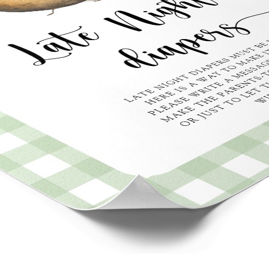 Aardappel baby shower - Late night luiers spel Poster (Hoek)