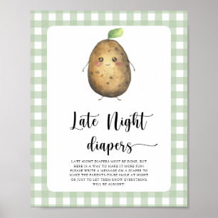 Aardappel baby shower - Late night luiers spel Poster