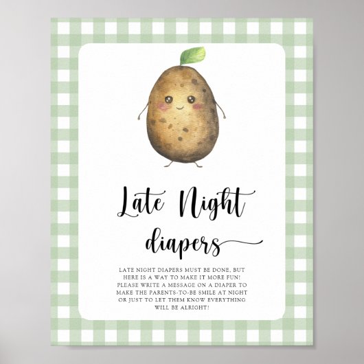 Aardappel baby shower - Late night luiers spel Poster (Voorkant)
