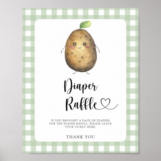 Aardappel baby shower - luier raffle poster (Voorkant)
