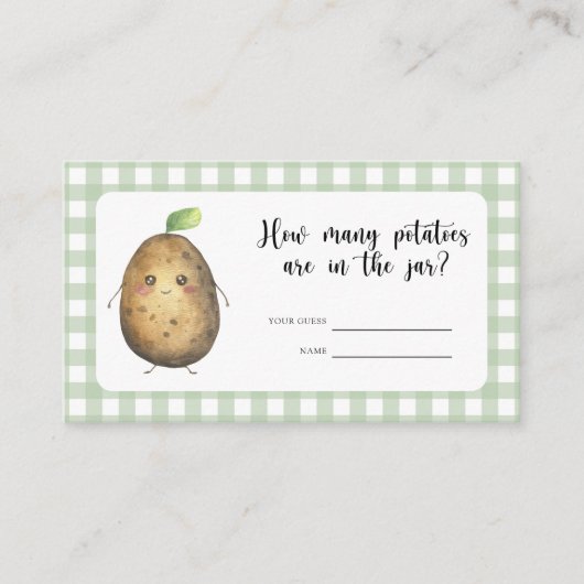 Aardappel baby shower - raad eens hoeveel aardappe informatiekaartje (Voorkant)