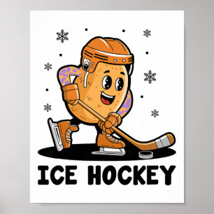 Aardappel die ijshockey speelt Sport Atleet Ga Poster
