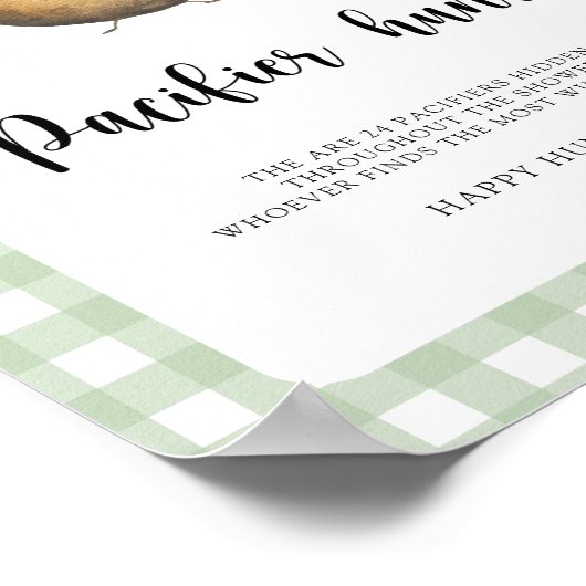 Aardappel - fopspeen jacht baby shower spel poster (Hoek)