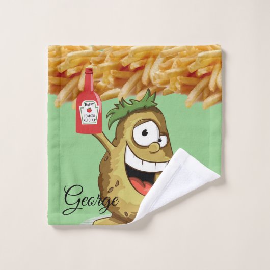 Aardappel Franse Friet Ketchup Badkamer Handdoek S (Wasdoekje)