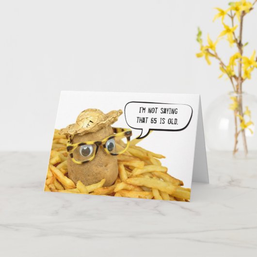 Aardappel in de Franse veestapel 65th Birthday Car Kaart (Gele Bloem)