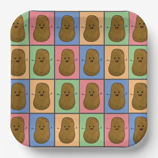 Aardappel in Pop Art stijl Papieren Bordje (Voorkant)