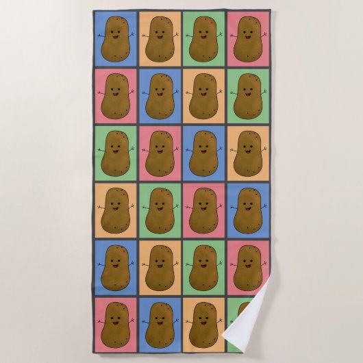 Aardappel in Pop Art stijl Strandlaken (Voorkant)