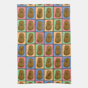 Aardappel in Pop Art stijl Theedoek