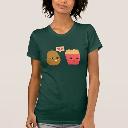 Aardappel is gebrokenhart over Franse friet T-shirt (Voorkant)